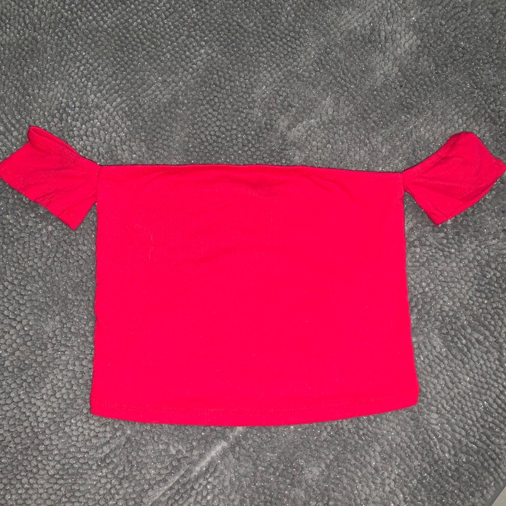 Red over the shoulder top